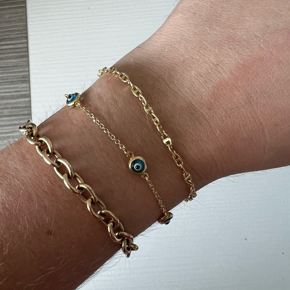 18k Gold Mariner Chain Bracelet Made in Italy 6.75”